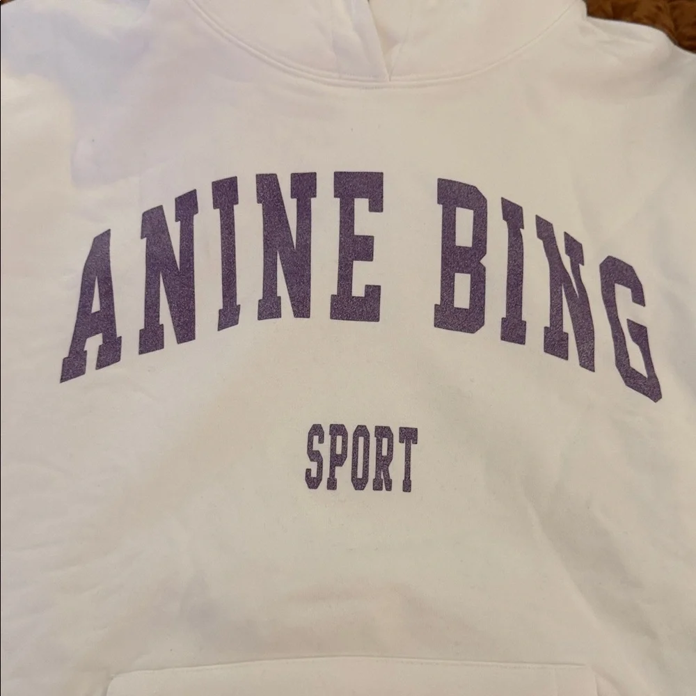 Anine Bing White Hoodie with Purple Lettering - Picture 6 of 7